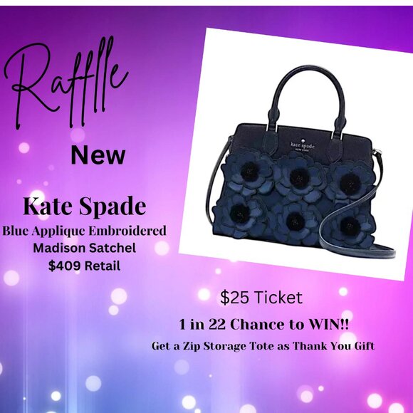 kate spade Handbags - Upcoming Raffle Kate Spade NEW Blue Applique Embroidered Madison Satchel